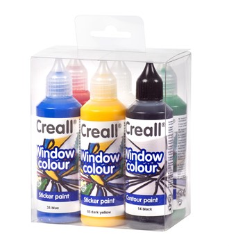 Vindusmaling 6 x 80 ml., ass. farger