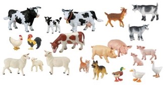 Husdyr, 15 stk. 4-14 cm